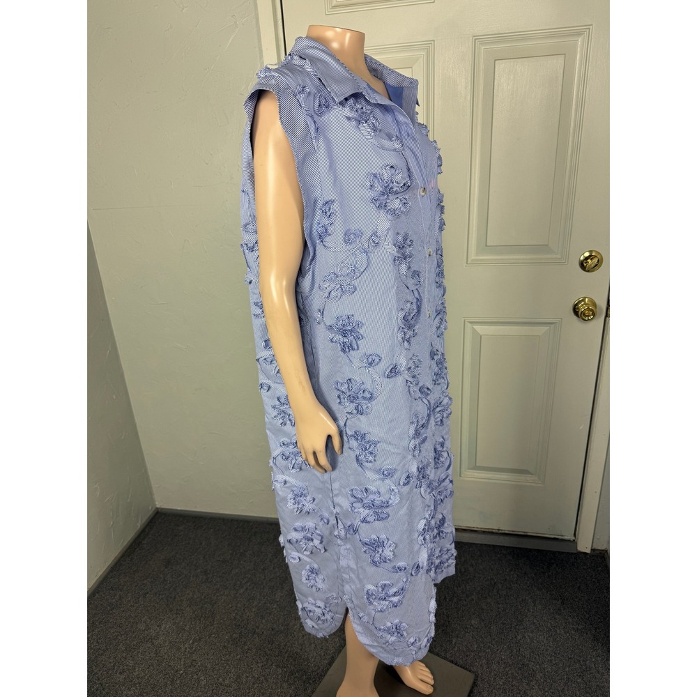 NEW Anthropologie Maeve Dress XL Lillian Button Front Midi Pinstripe Floral A11 - Picture 6 of 8
